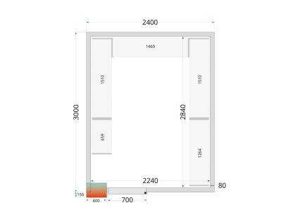 TEFCOLD CR 240x300x220 – Stavebnicový chladicí box, 12,98 m³, izolace 80 mm
