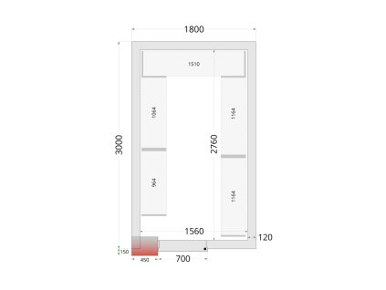 TEFCOLD CR 180x300x220 – Stavebnicový mrazicí box, 8,44 m³, izolace 120 mm