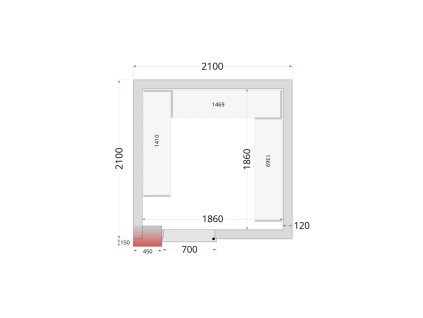TEFCOLD CR 210x210x220 – Stavebnicový mrazicí box, 6,78 m³, izolace 120 mm