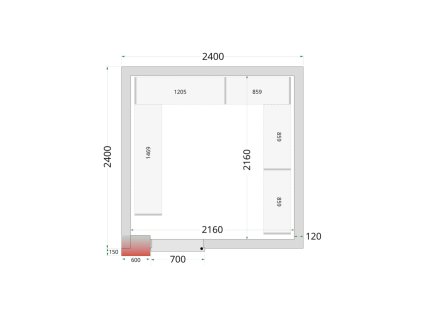 TEFCOLD CR 240x240x220 – Stavebnicový mrazicí box, 9,14 m³, izolace 120 mm