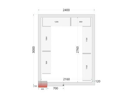 TEFCOLD CR 240x300x220 – Stavebnicový mrazicí box, 11,68 m³, izolace 120 mm