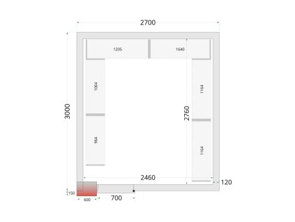 TEFCOLD CR 270x300x220 – Stavebnicový mrazicí box, 13,31 m³, izolace 120 mm