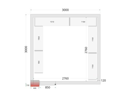 TEFCOLD CR300x300x220WD – Stavebnicový mrazicí box, 14,93 m³, izolace 120 mm