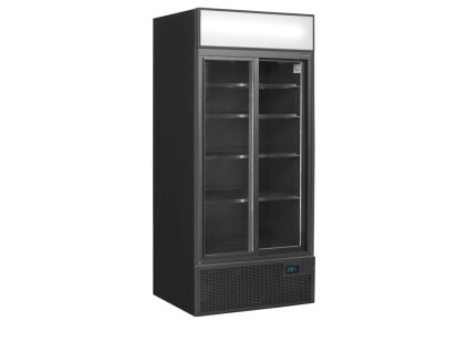 TEFCOLD FSC 891 S Black - Černá chladící vitrína dvoudveřová s prosklenými posuvnými dveřmi