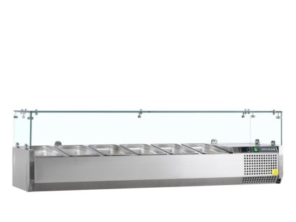 TEFCOLD VK33-150 – Stolní chladicí nástavba, se skleněným krytem, 7x GN 1/4, nerezová
