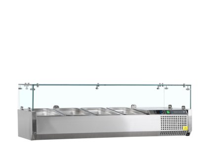 TEFCOLD VK38-120 – Stolní chladicí nástavba, se skleněným krytem, 4x GN 1/3, nerezová