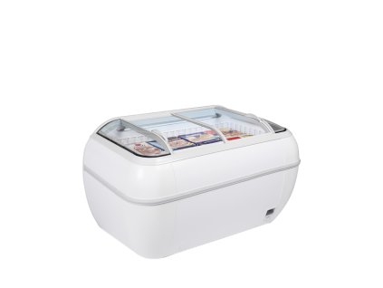 TEFCOLD Twin HEAD-CF – Mrazicí/chladicí ostrov, 2-oblá prosklená posuvná víka, 334 l, bílý