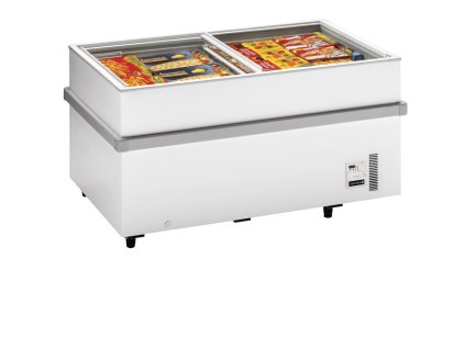 TEFCOLD SS F150 – Mrazicí ostrov, 2-rovná prosklená posuvná víka, 459 l, bílý