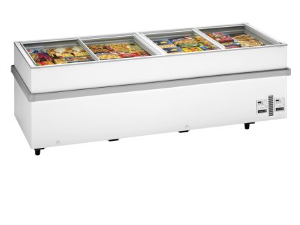 TEFCOLD SS F250 – Mrazicí ostrov, 4-rovná prosklená posuvná víka, 805 l, bílý