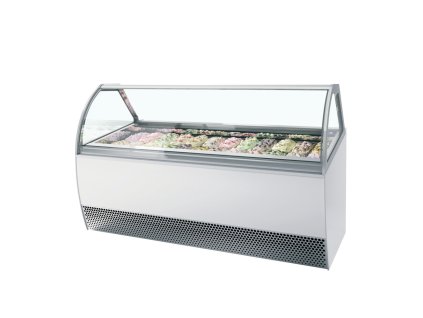 MILLENNIUM LX24 – Zmrzlinová vitrína, ventilované chlazení, na 24x 5 l vaničky, bílá