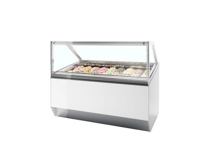 MILLENNIUM ST18 – Zmrzlinová vitrína, ventilované chlazení, na 18x 5 l vaničky, bílá