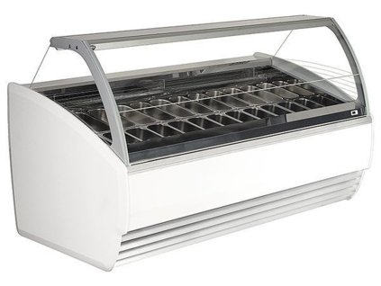 JUKA Biscotti 18 – Zmrzlinová vitrína, ventilované chlazení, na 18x 5 l vaničky, bílá