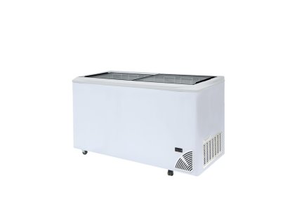 ARO 601/2 White Edge – Prosklený pultový mrazák s rovnými víky (420 l)