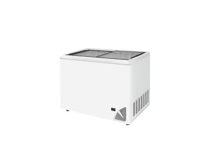 ARO 401/2 White Edge – Prosklený pultový mrazák, 2-rovná posuvná víka, 272 l, bílý