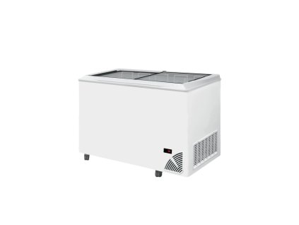 ARO 501/2 White Edge – Prosklený pultový mrazák, 2-rovná posuvná víka, 312 l, bílý