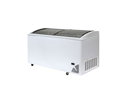 ARO 606/2 White Edge – Prosklený pultový mrazák, 2-oblá posuvná víka, 420 l, bílý