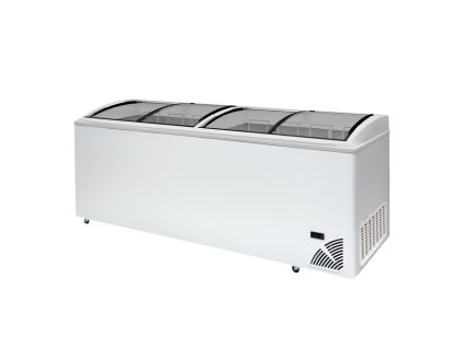 ARO 706/2 White Edge – Prosklený pultový mrazák, 4-oblá posuvná víka, 555 l, bílý