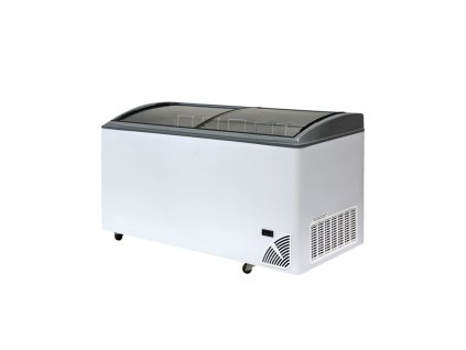 ARO 606/2 Grey Edge – Prosklený pultový mrazák, 2-oblá posuvná víka, 420 l, bílý