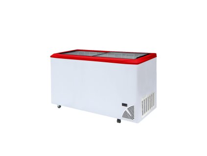 ARO 601/2 Red Edge – Prosklený pultový mrazák s rovnými víky (420 l)