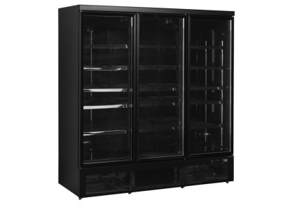 TEFCOLD Atom Maxi C3DBB - Komplet černá chladící vitrína třídveřová s prosklenými křídlovými dveřmi