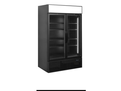 TEFCOLD FSC1200H BLACK - Černá chladící vitrína dvoudveřová s prosklenými křídlovými dveřmi
