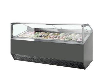 SUPER CAPRI 12 – Zmrzlinová vitrína, ventilované chlazení, na 12x 5 l vaničky, šedá