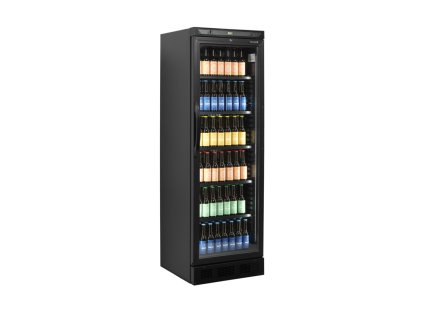 TEFCOLD CEV 425 BLACK – Prosklená lednice, 1-křídlové dveře, 345 l, černá