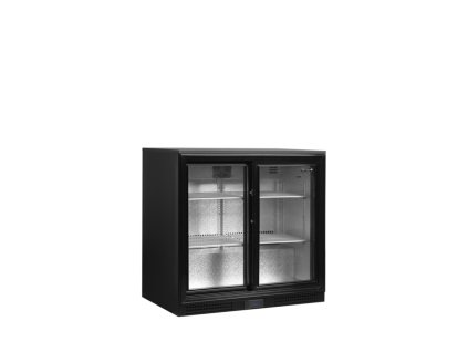 TEFCOLD DB201S - Černý dvoudveřový prosklený minibar s posuvnými dveřmi (182 l)