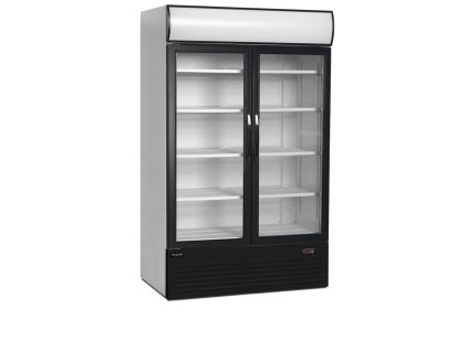 TEFCOLD FSC 1200 H – Chladicí vitrína, 2-křídlové dveře, s reklamním panelem, 645 l, bílá