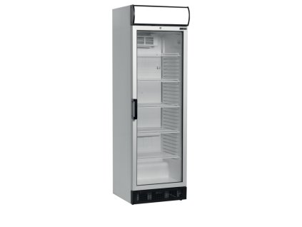 TEFCOLD FSC 1380 - Bílá lednice prosklená s reklamním panelem | 5x police, 347 l, 198 cm