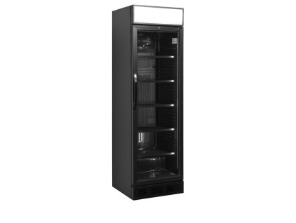 TEFCOLD CEV 425 CP BLACK - Černá chladící vitrína na nápoje s reklamním panelem | 5x police, 345 l, 198 cm