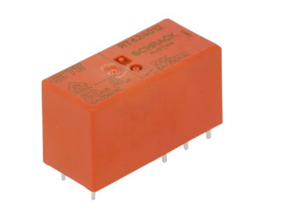 Relé RT424024 elektromagnetické, DPDT, Ucievky: 24VDC,  8A/250VAC, RT2