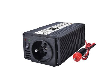 Solight invertor 12V, USB 500mA, kovový, čierny, max. zaťaženie: 200W