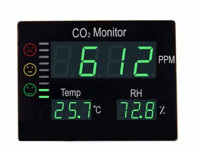 Detektor oxidu uhličitého CO2 s alarmom ALARM CO2-2008 s meraním teploty a vlhkosti vzduchu