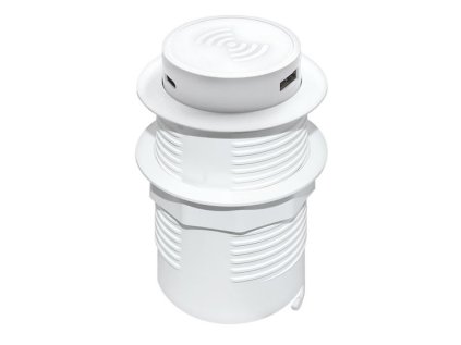 Solight bezdrôtová 15W + USB A+C 20W PD výsuvná nabíjačka, biela