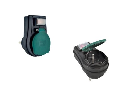 Zásuvka priebežná IP44, 16A, čierna, vypínač