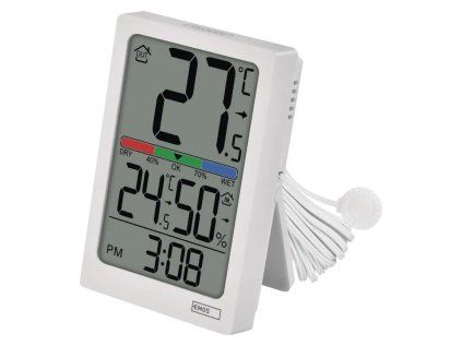 Digitálny teplomer s vlhkomerom, drôtový snímač, budík E0558P