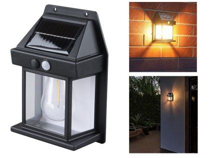 Solight LED solárna lampáš nástenná, teplá biela, 12x17cm, čierna
