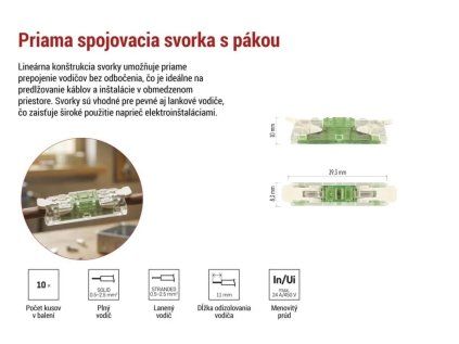Priama páčková spojovacia svorka 2× 0,2–4 mm2