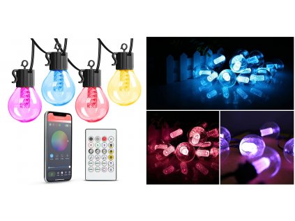 Smart sveteľná reťaz - 25 ks RGB LED - 7,5 m - bluetooth, 100-240V, 7W