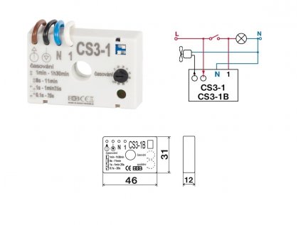 Časový spínač ELEKTROBOCK CS3-1 pre ventilátory