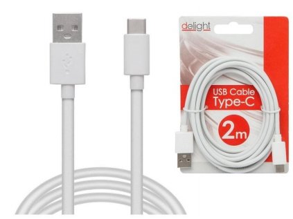 USB kábel type-C 2m White 55550WH-2