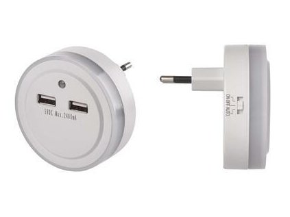LED nočné svetlo P3313 do zásuvky s 2×USB