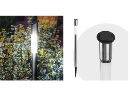 Stĺpová LED solárna lampa - studená biela - kov - 70 x 5 cm