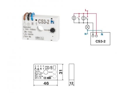 Časový spínač ELEKTROBOCK CS3-2 pre schodisko bez blokovania