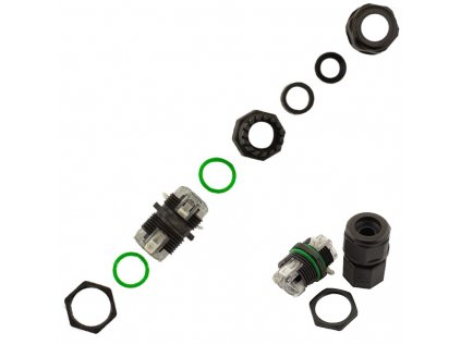 Káblová spojka IP68, do panelu, 3x2,5mm2; 250V, 16A, bezskrutková