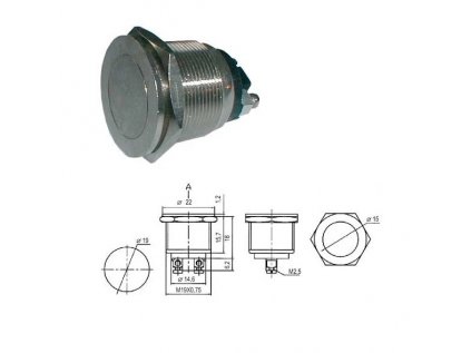 Prepínač tlačidlo okrúhle OFF-(ON) kov-typ2 (12V)