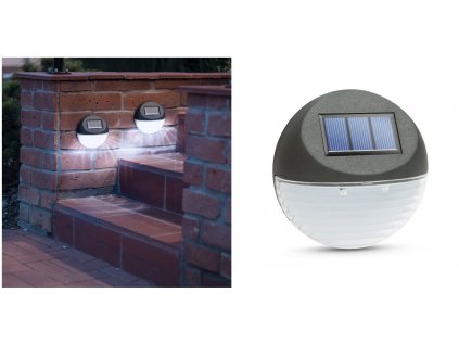 LED solárna nástenná lampa - čierna , studená biela - 11 x 11 x 4 cm