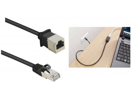 Sieťový predlžovací kábel RJ45 RENKFORCE RF-4394127, CAT 5e, F / UTP, 5.00 m, čierna