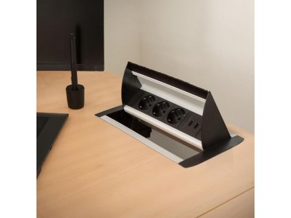 Zásuvka výklopná 3x250V+2xUSB